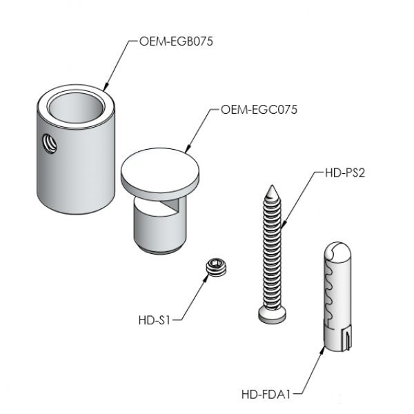 SIMPLY STANDOFFS OEMK-EG075AL Complete 3/4&Prime;D Edge Grip Kit – Bright Aluminum
