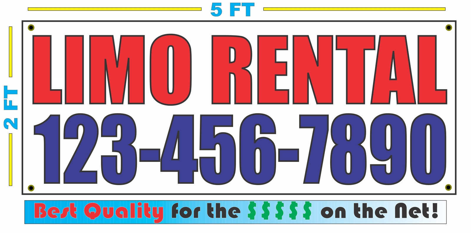 LIMO RENTAL w CUSTOM PHONE Banner Sign NEW Larger Size Best Quality for The $$