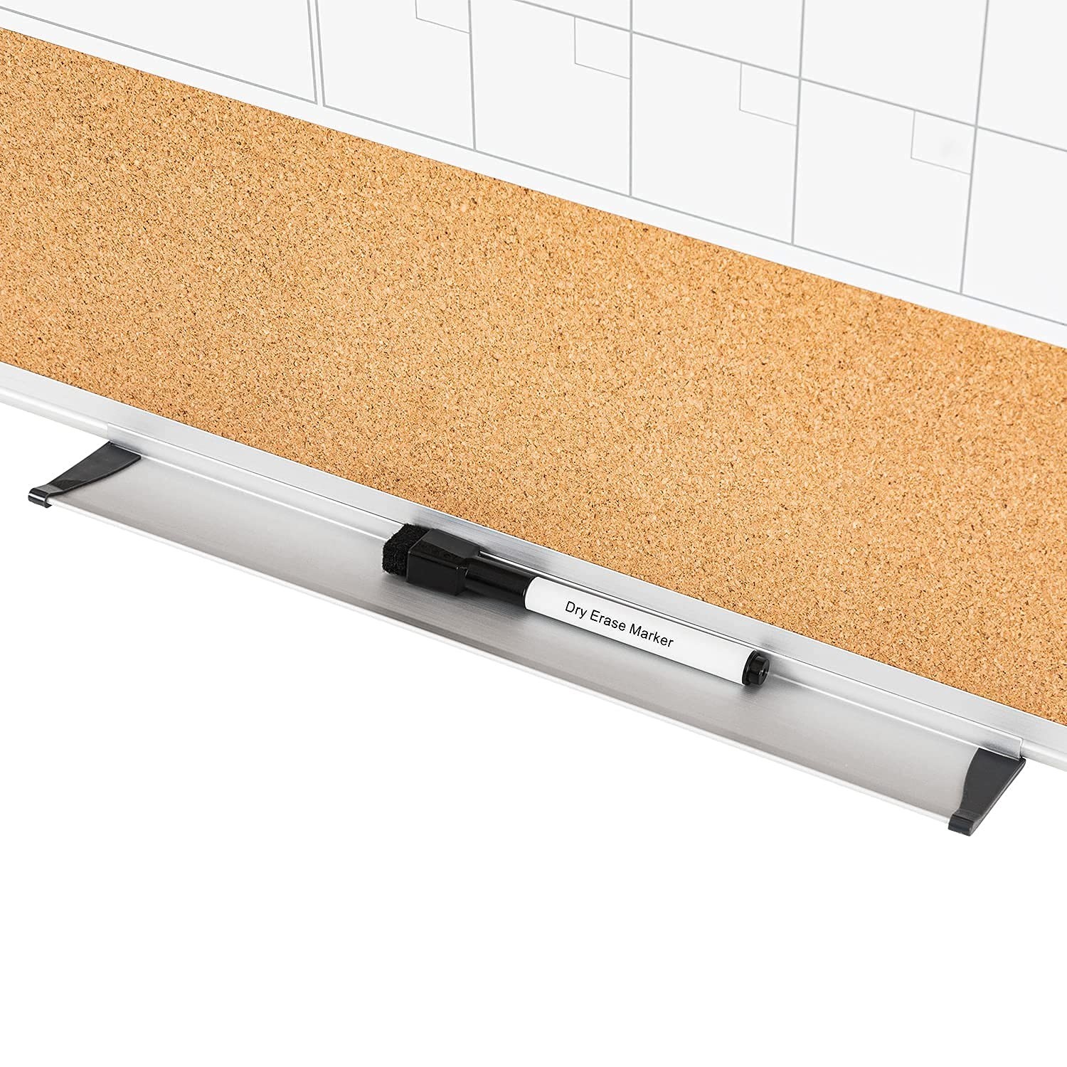 VUSIGN Monthly Calendar Whiteboard Dry Erase Cork Board Combo, 18&Prime; x 24&Prime; Plan…