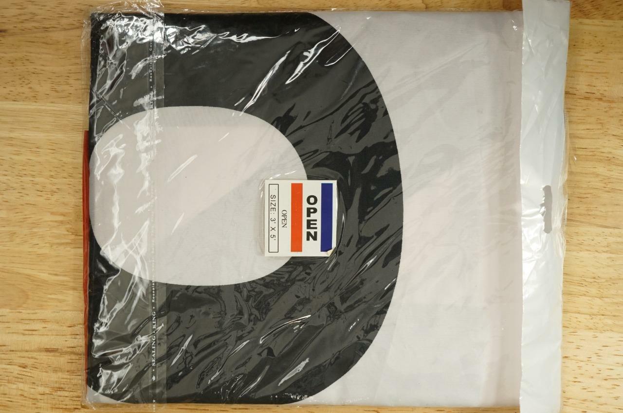 New Sealed Store Advertising Nylon Banner OPEN Sign Red White Blue Flag 3&prime; by 5&prime;