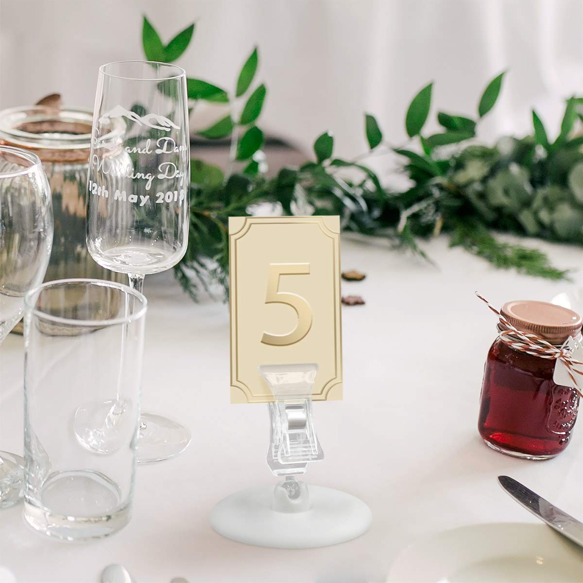 eZAKKA 10Pcs Sign Clips Rotatable Place Card Name Cards 5.5×5.4cm, White