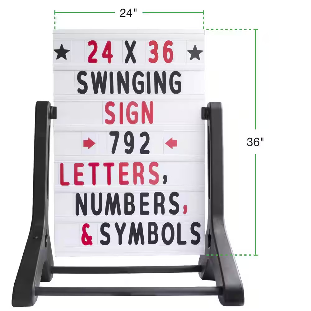 Excello 24 In. X 36 In. Swinging Message Board Sign, Black