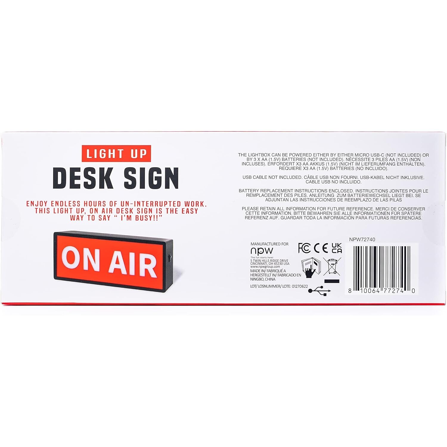 On Air LED Retro Sign USB Powered for Studio Streaming Office Wall or Desk