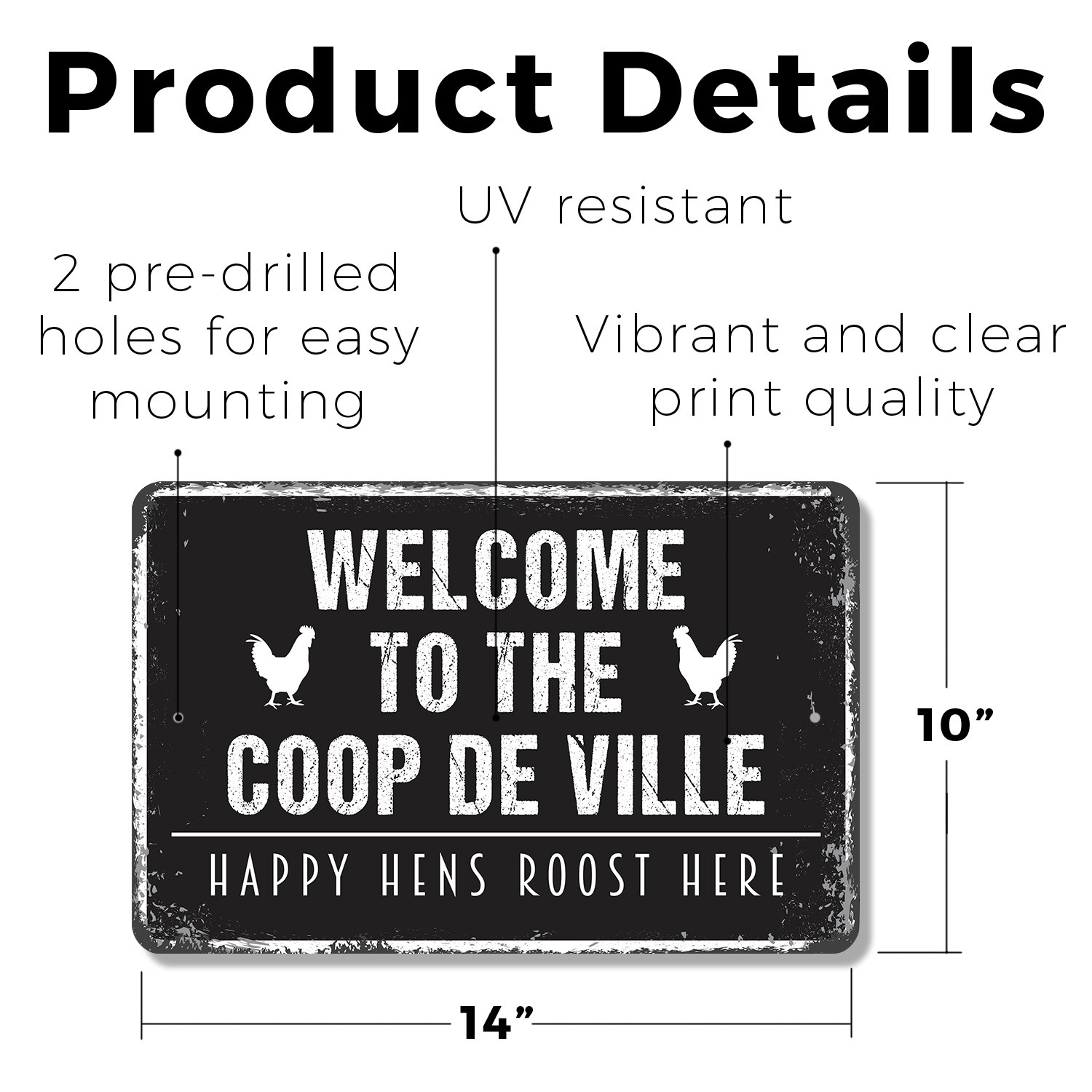 Coop De Ville Chicken Sign Cluck De Luxe Ride Durable Perfect for Coops Barns