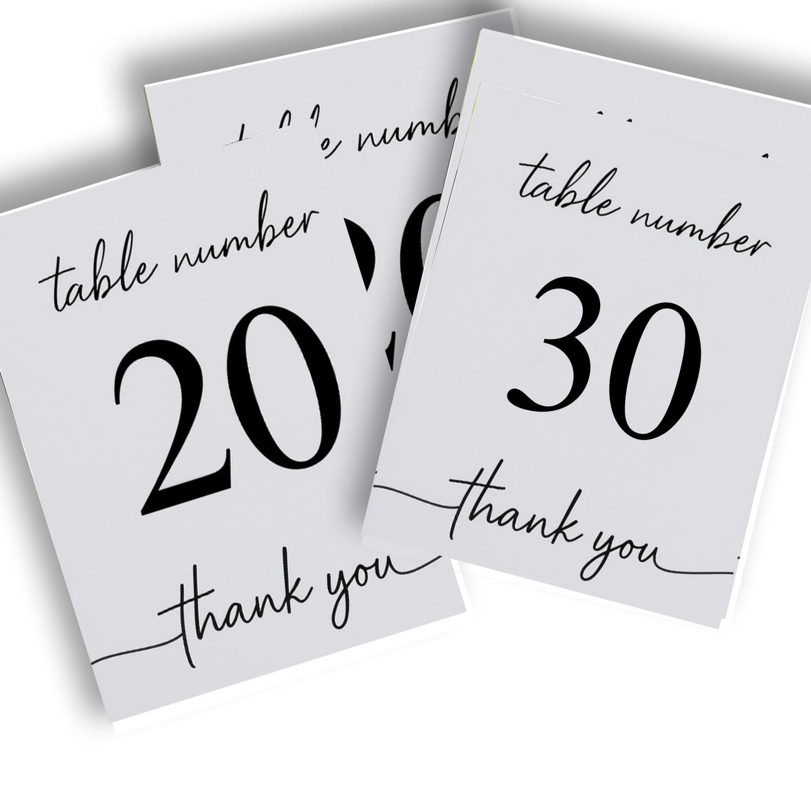 Wedding Table Numbers 1-30 Double Sided Printed Premium Cardstock Elegant