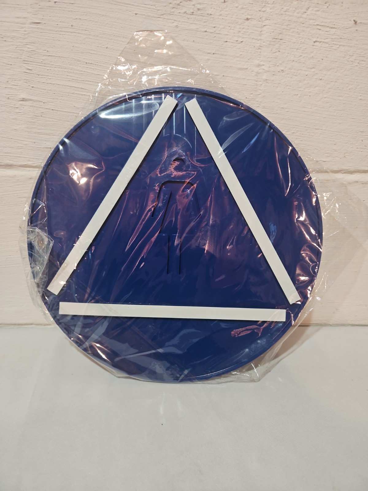 Female Accessible Restroom Sign, Blue and White, 12&Prime; Dia.