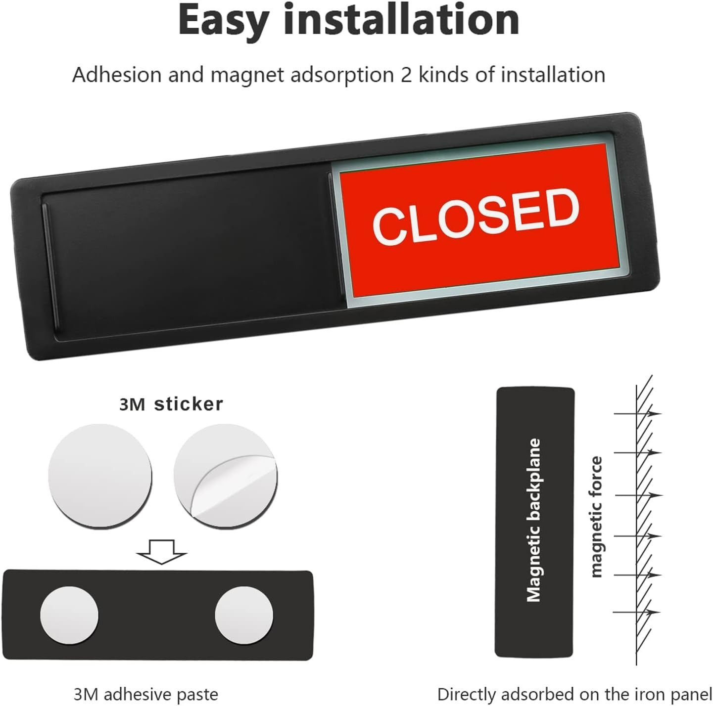 Elegant Open/Close Sliding Door Sign – Magnetic & Adhesive Option 7×2 inches