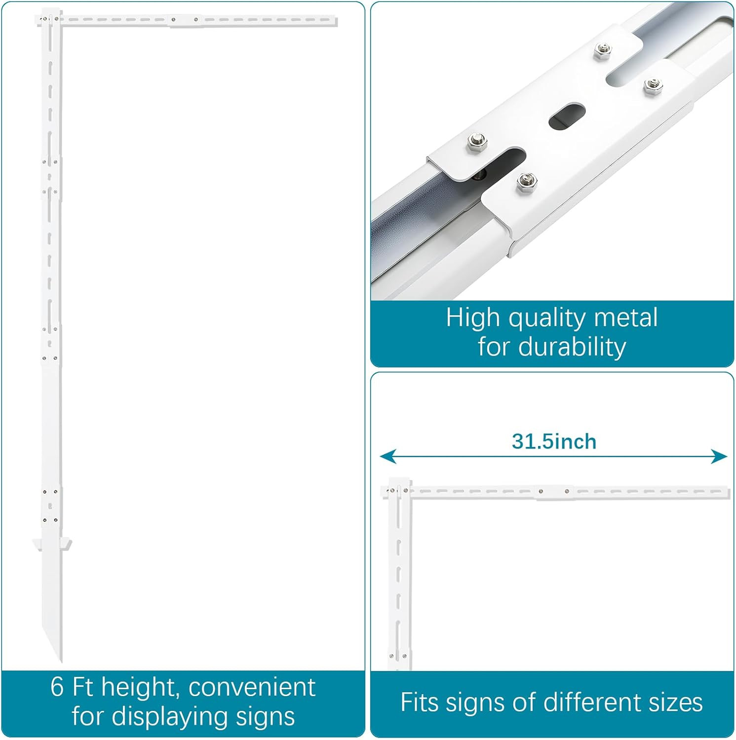 Heavy Duty 6 Ft Metal Real Estate Sign Post with Rust-Proof Coating