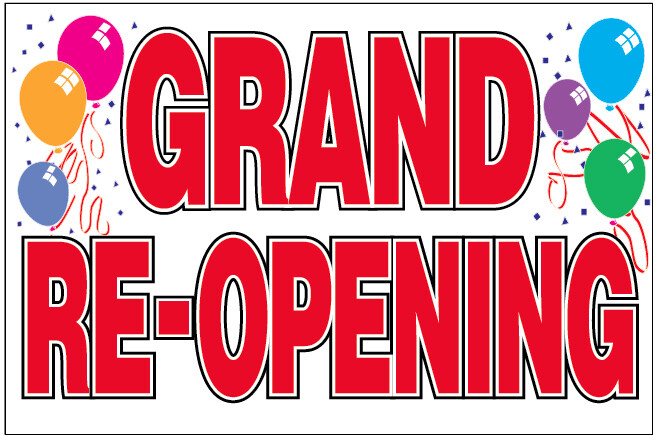 18×36 Inch GRAND RE-OPENING Vinyl Banner Sign – Balloons wb