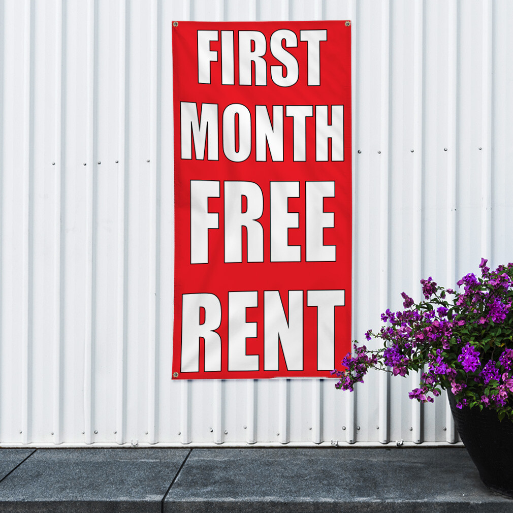 Vertical Vinyl Banner Multiple Sizes First Month Free Rent Business Outdoor