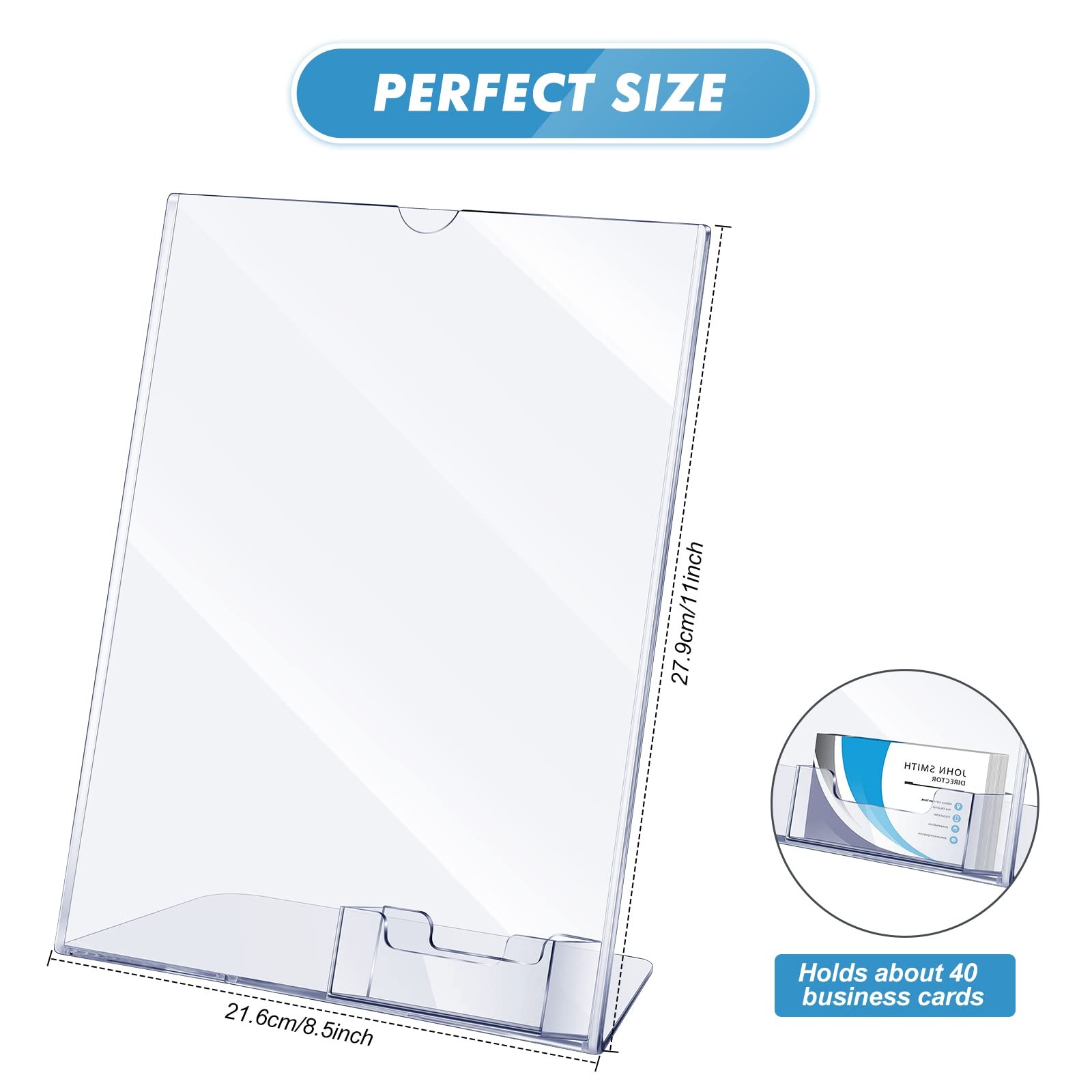 Vicenpal Acrylic Flyer Stand Sign Holder with Business Card transparent