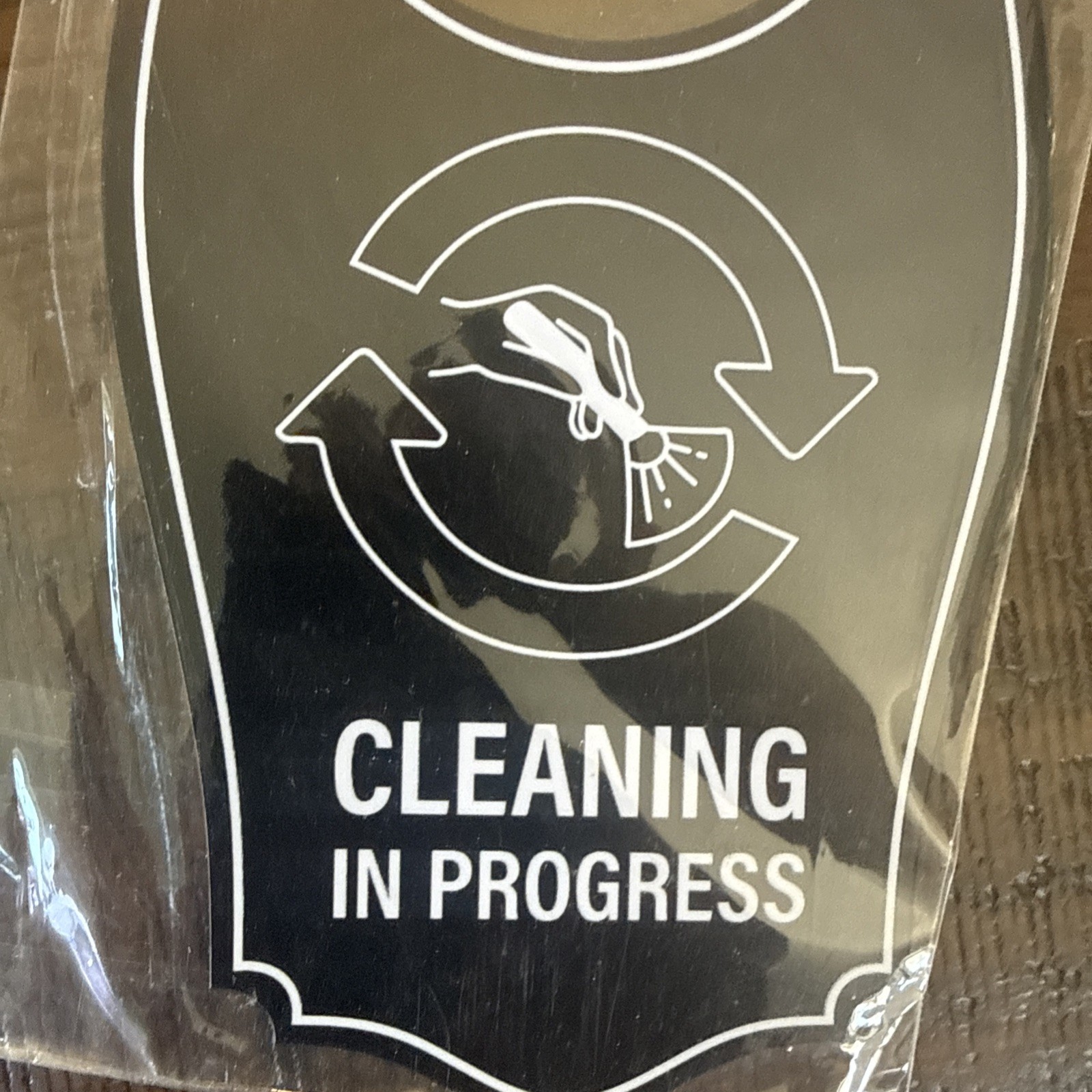 Signs ByLITA Cleaning in Progress Door Hanger – Black 4&Prime; x 8&Prime;