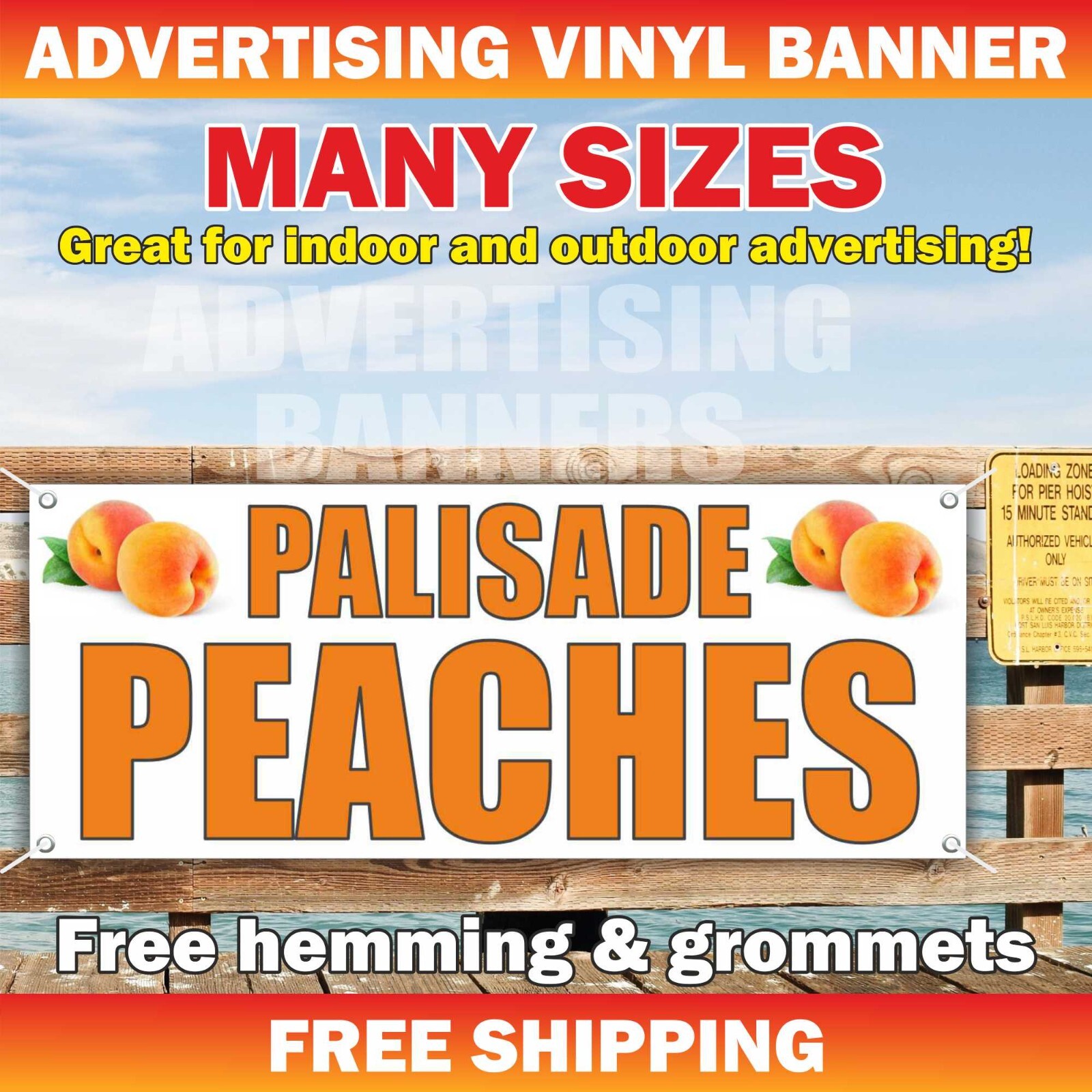 PALISADE PEACHES Advertising Banner Vinyl Sign Farm Organic Food Fruit Produce