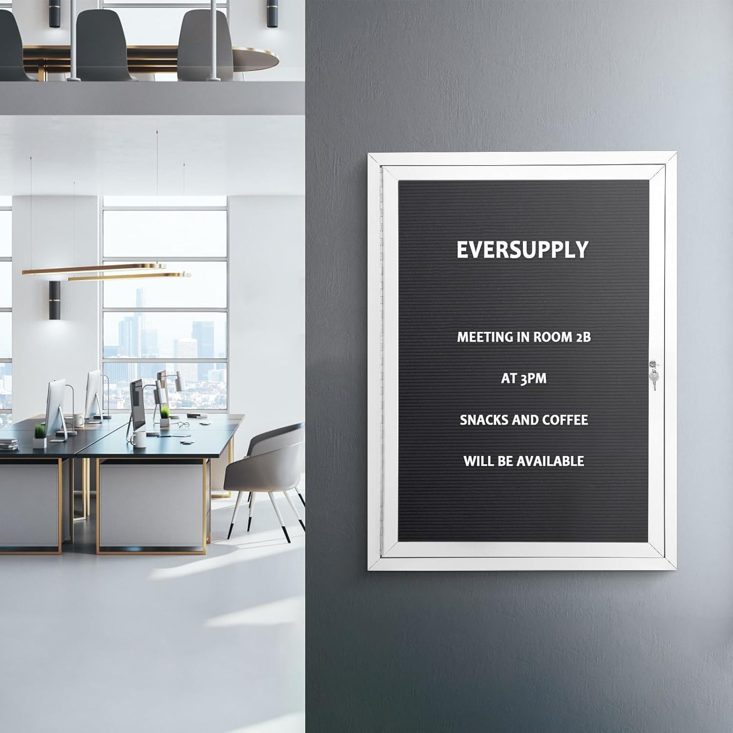 Enclosed Outdoor Letter Board with Locking Door, 36×24 in