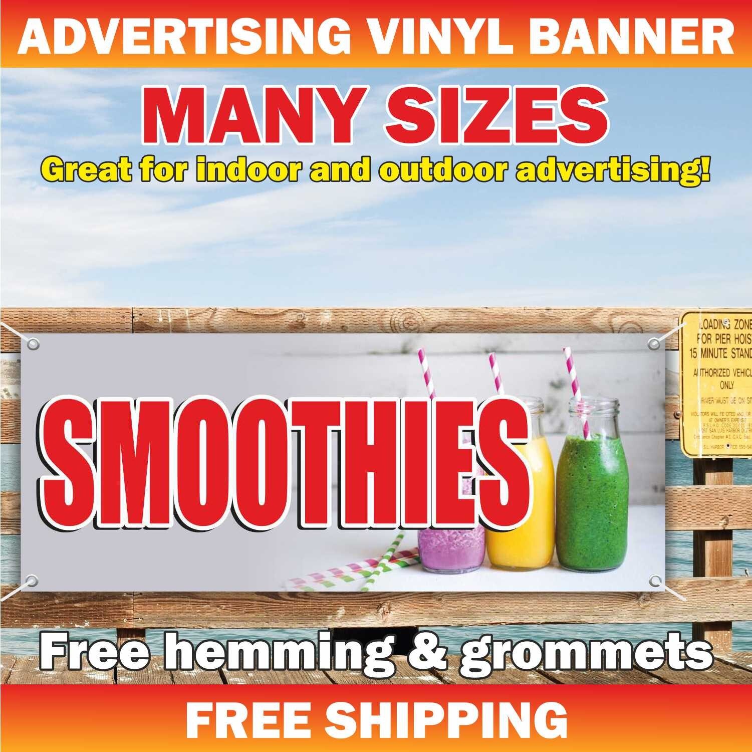 SMOOTHIES Advertising Banner Vinyl Sign health food fresh fruits tea bar drink