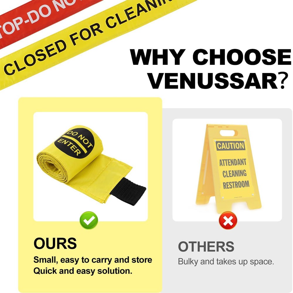 4PCS Restroom Closed for Cleaning Sign with Magnetic Ends, Magnetic Nylon Safety