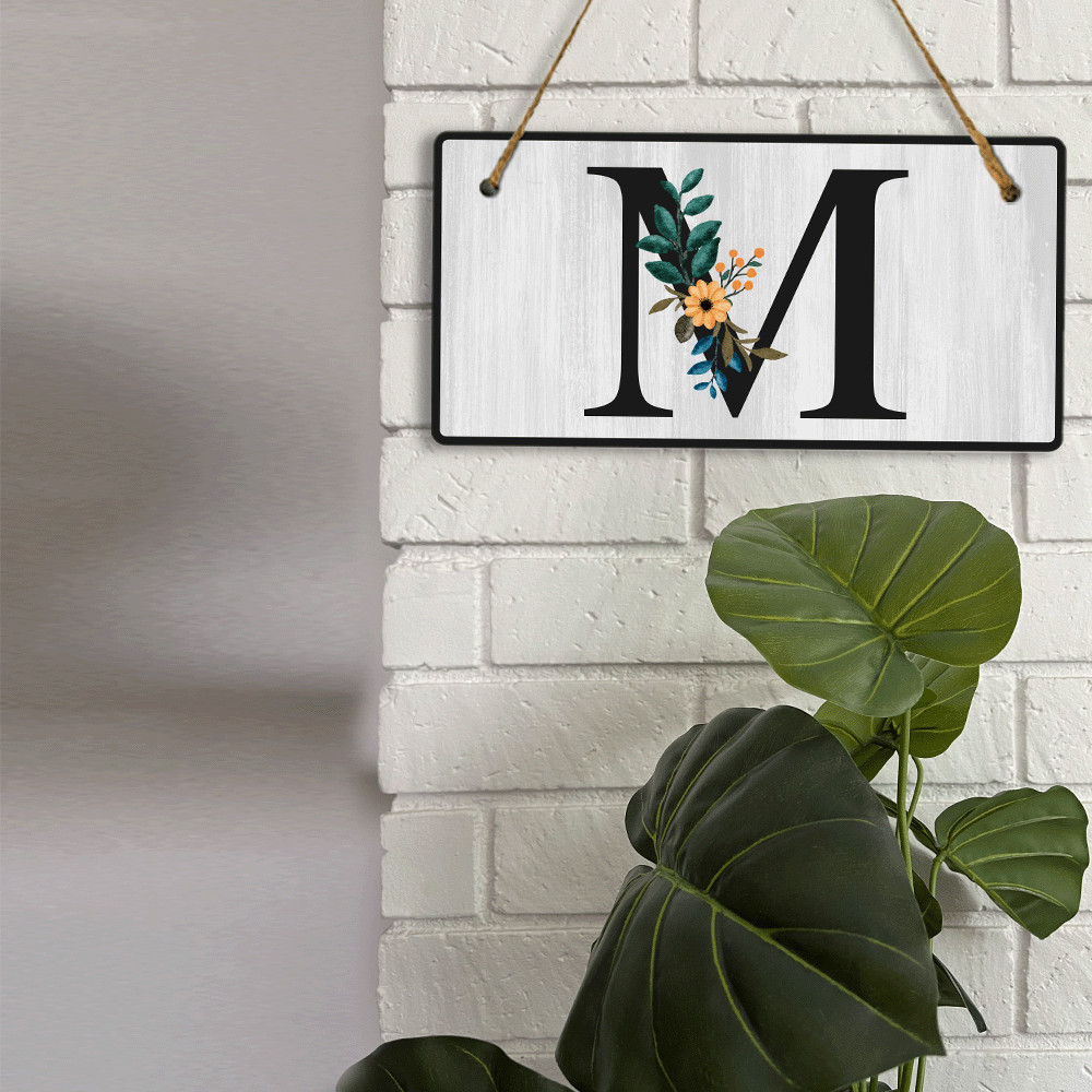 M Flower Decor 5×10 Hanging Wall or Door Sign | Alphabet Letter Room Decoration