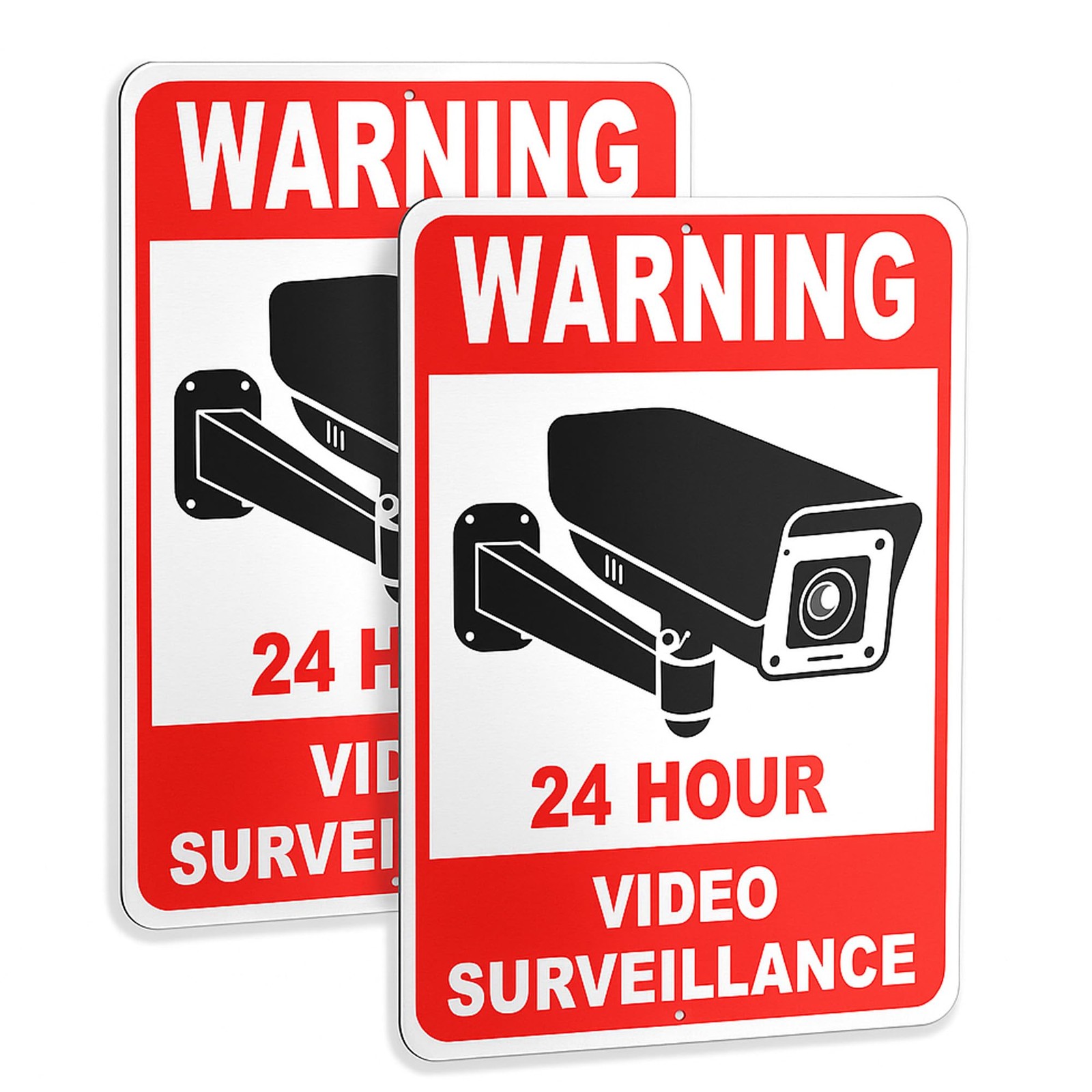2 PC Video Surveillance Sign, 7×10 Aluminum Warning 24 Hour Security Camera S…
