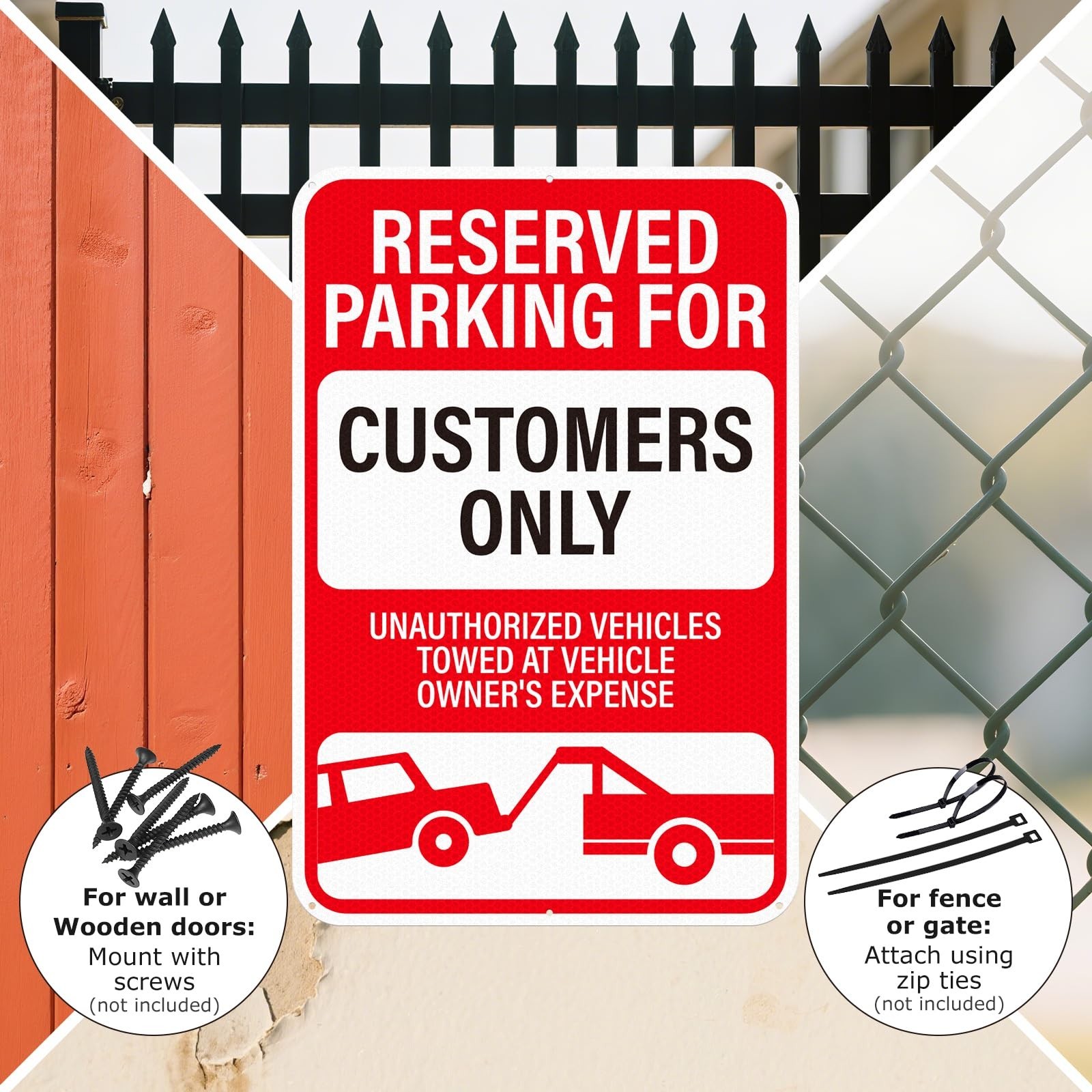 Reflective 18&Prime;x12&Prime; Customer Parking Only Sign – 2 Pack, Rust-Free Metal, Pre-Dri