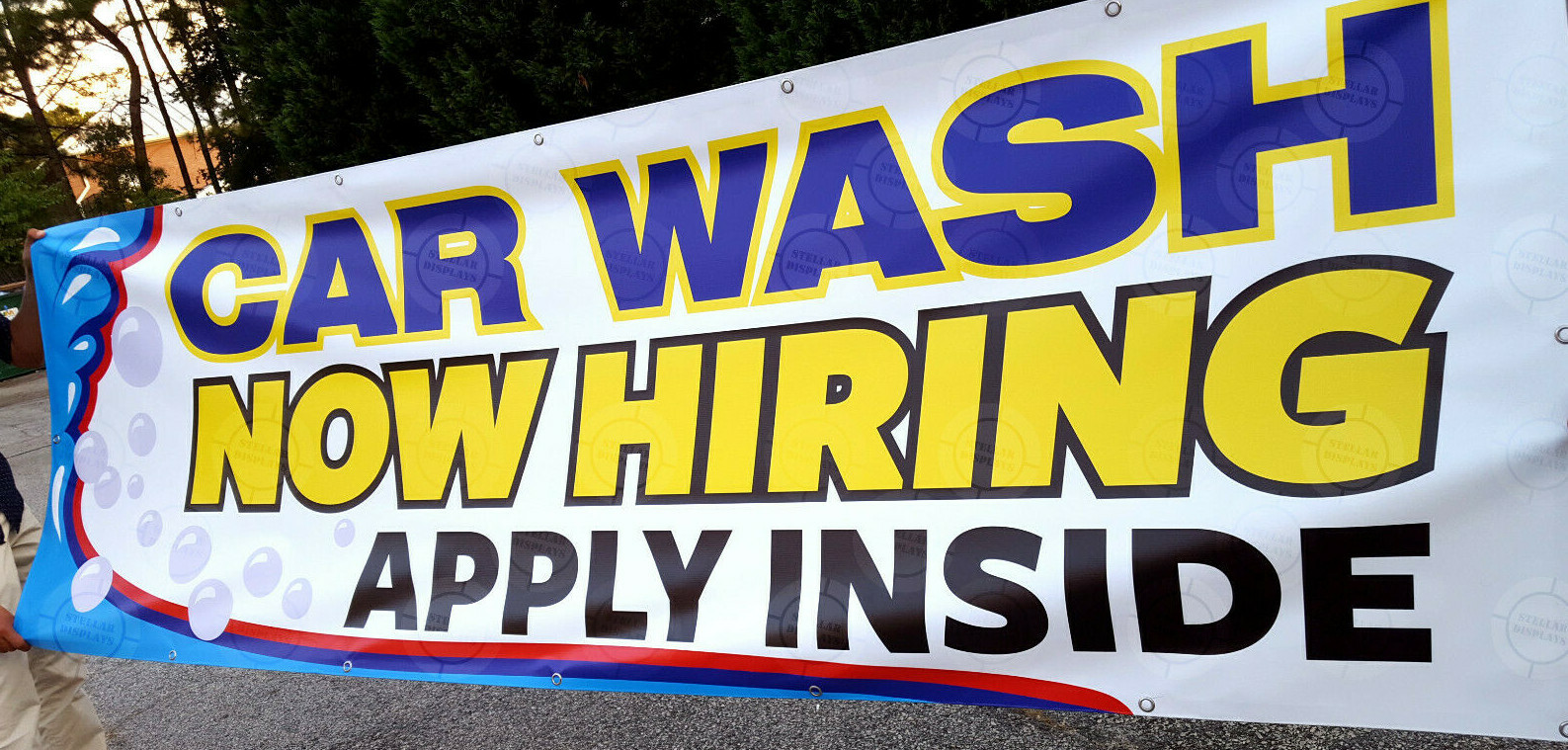 CAR WASH Now Hiring Banner Vinyl Display Various Bright Color Sign Poster Lona