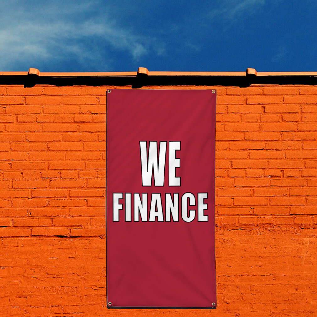 Vertical Vinyl Banner Multiple Sizes We Finance Dark Red Business Business