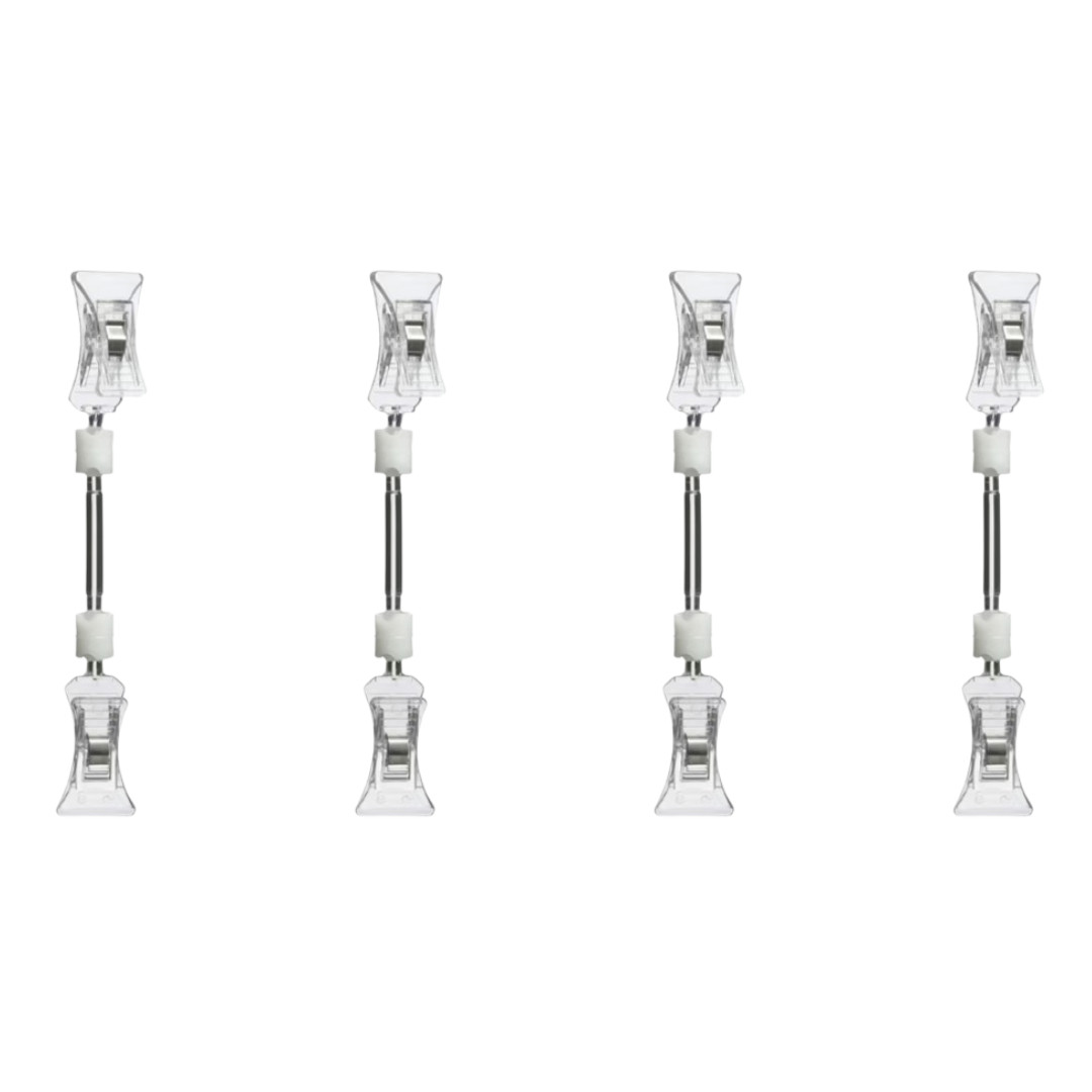 NEW 4PCS Meto Double Clip Sign Holder Medium Clear For Retail Display & Signage