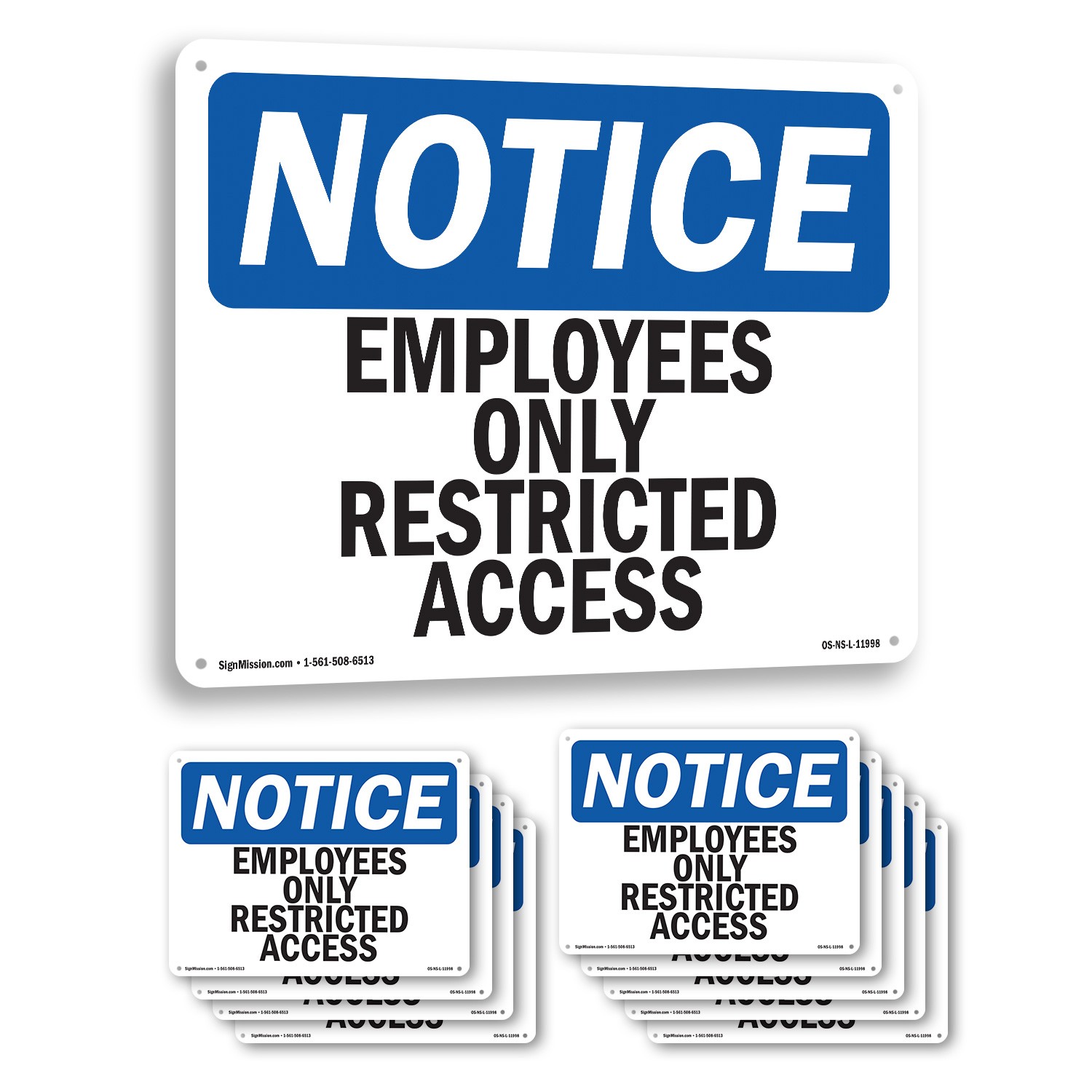 Employees Only Restricted Access OSHA Notice Sign Metal, Decal – 5 or 10 Pack