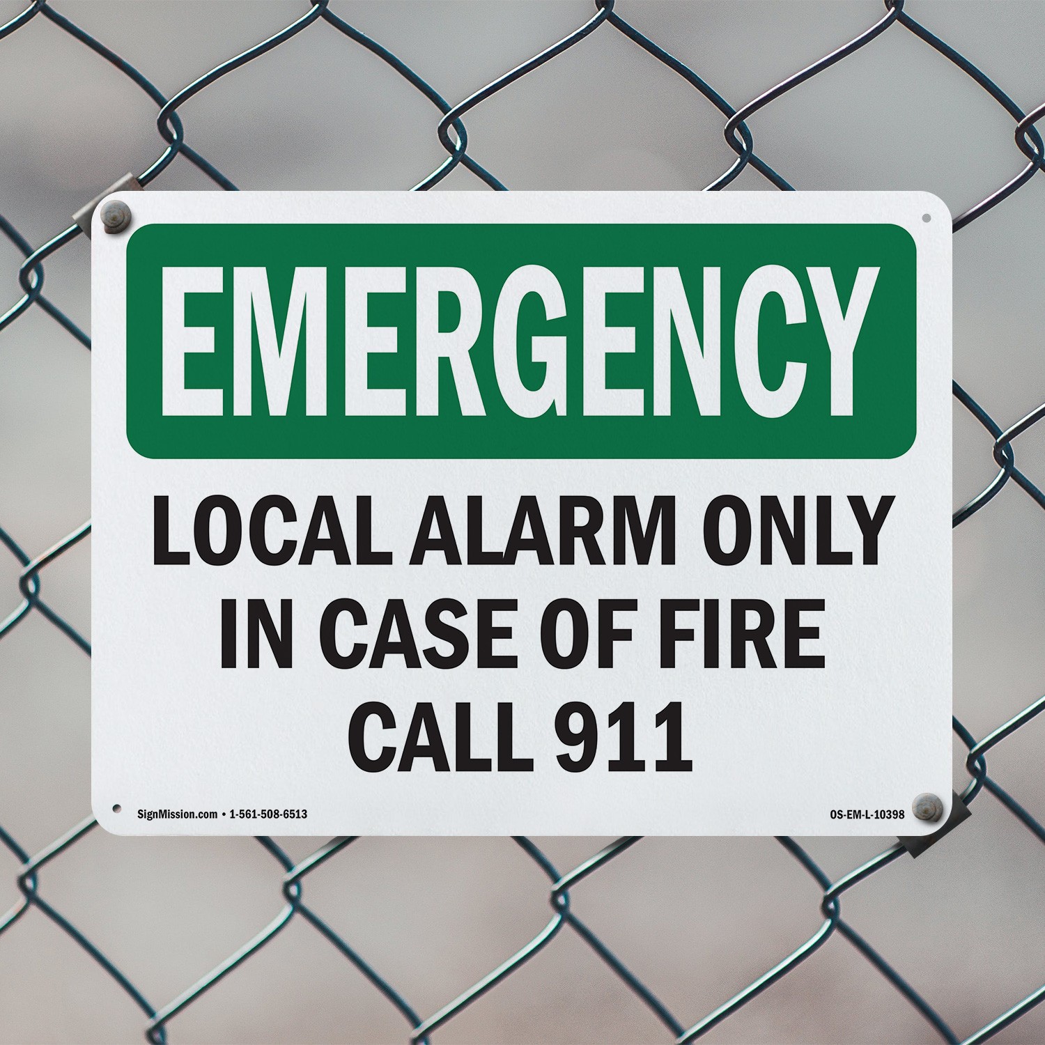 Local Alarm Only In Case Of Fire Call 911 OSHA Emergency Sign, Decal 5/10 Pack