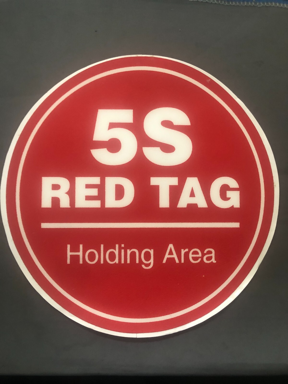 11&Prime; 5S Red Tag Holding Area Floor Decals Sticker AntiSlip Round Water Resistant