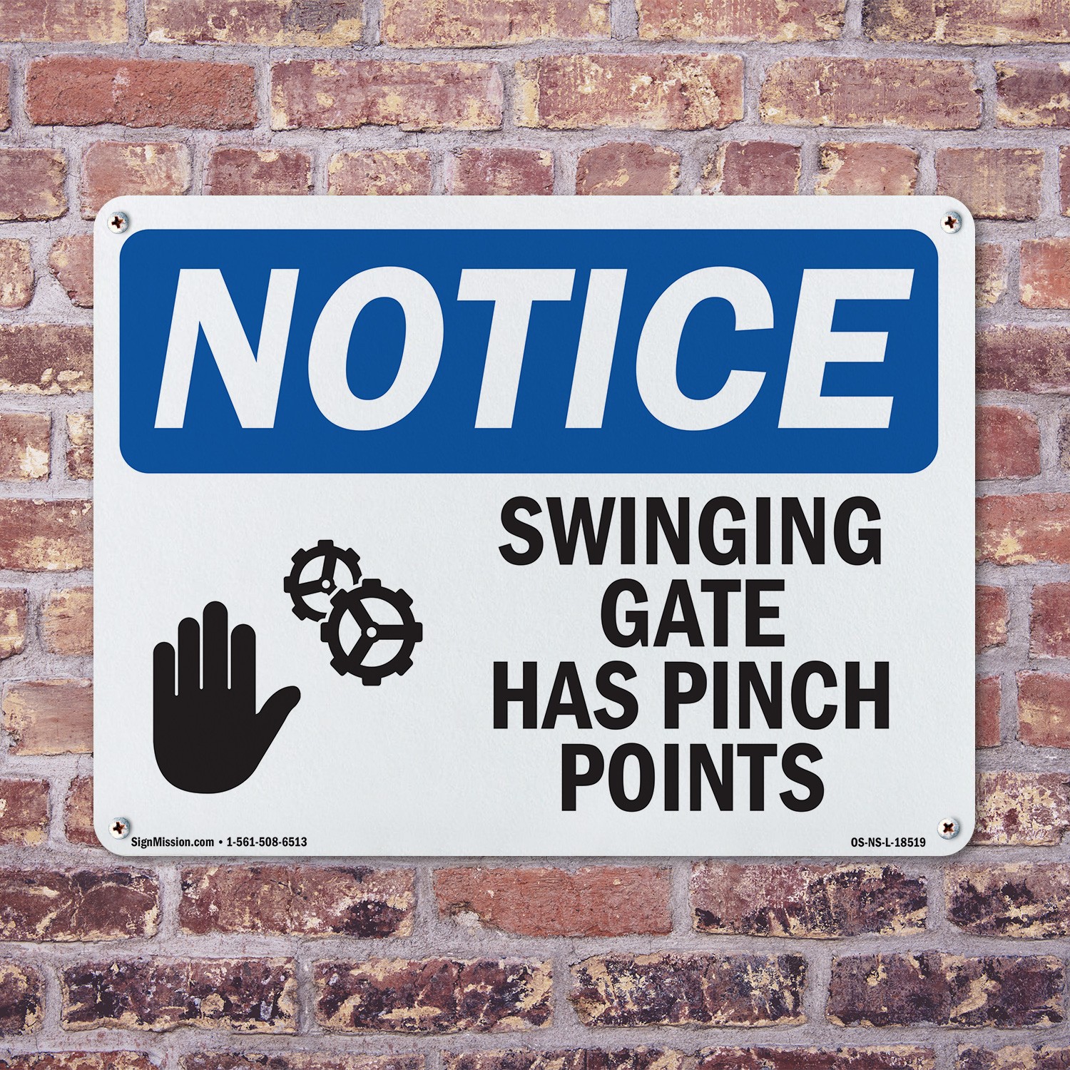 Swinging Gate Has Pinch Points OSHA Notice Sign Metal,, Decal 5 or 10 Pack