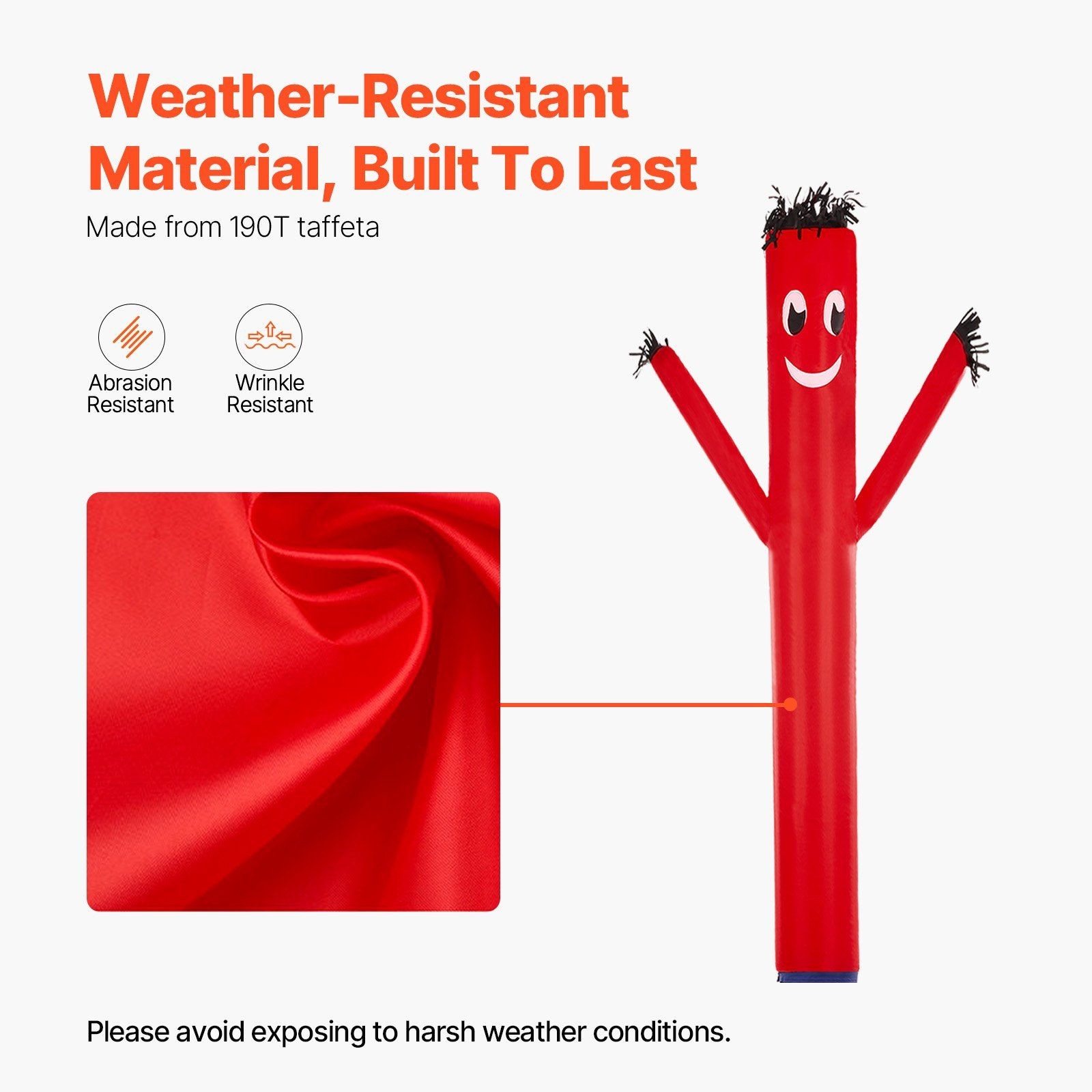 20ft Fluttering Man Figure Red Glow 190T Premium Cloth No Blower