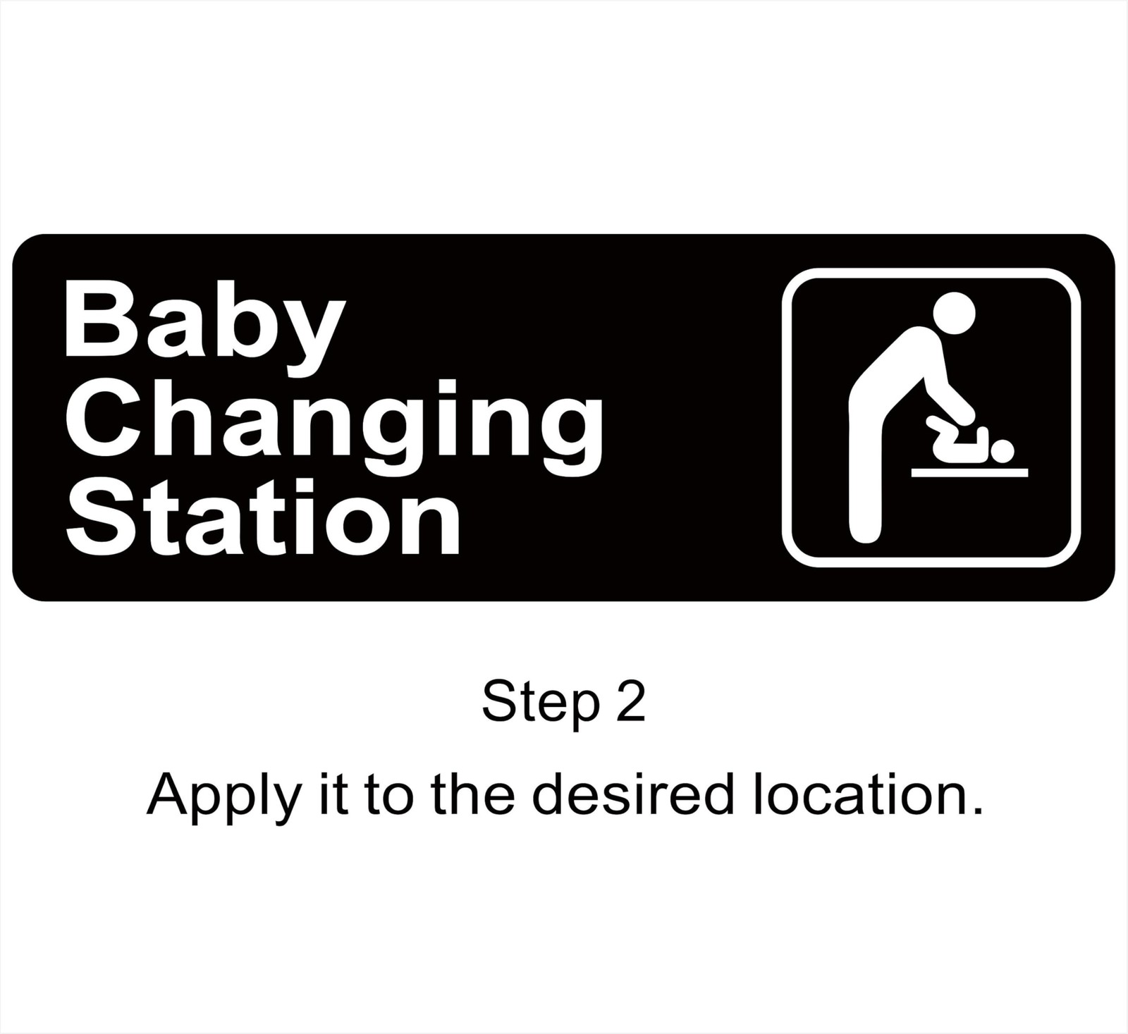 9×3 Inch Baby Changing Station Sign Acrylic Black/White Super Strong Adhesive
