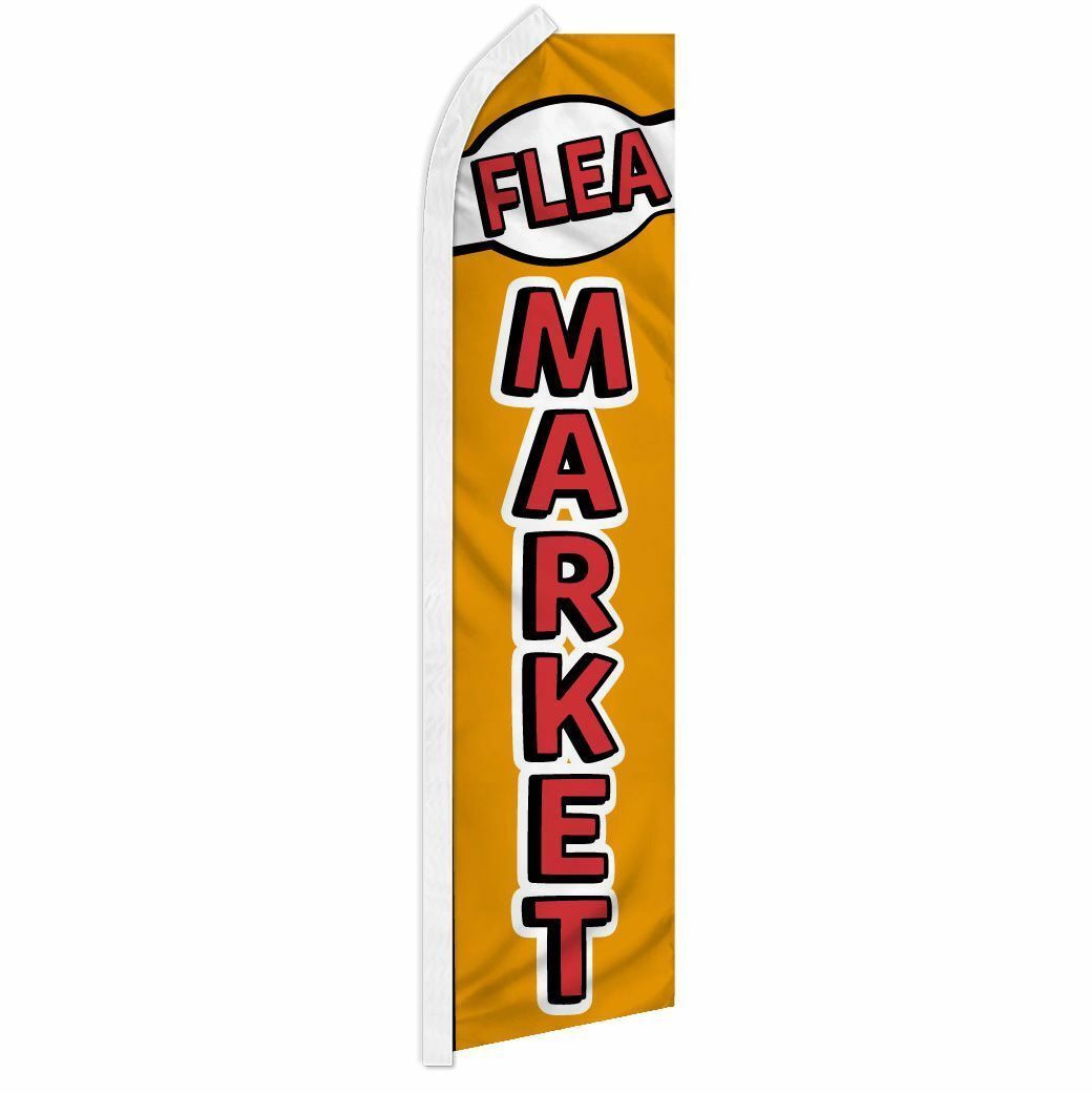 « FLEA MARKET » advertising super flag swooper banner business sign thrift store