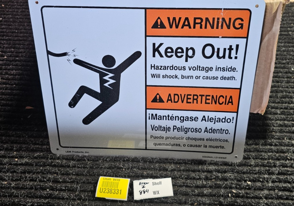 (QTY 4) LEM Products Inc. XSGNAL1214WSP 12&Prime; x 14&Prime; Warning Sign Bilingual Signage