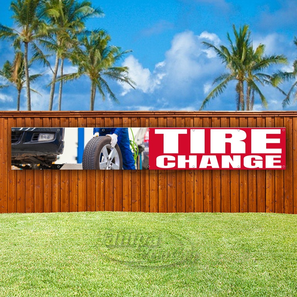 TIRE CHANGE Advertising Mechanic Vehicles Vinyl Banner Flag Sign USA XL02297