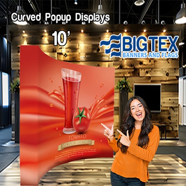 8&prime; & 10&prime; Curved Popup Display for Tradeshows – Single or Double Sided