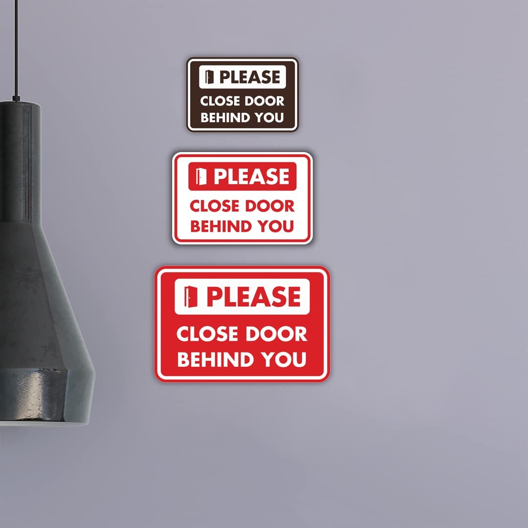 1 Pack Medium Black Please Close Door Behind You Sign, Classic Framed, Wall
