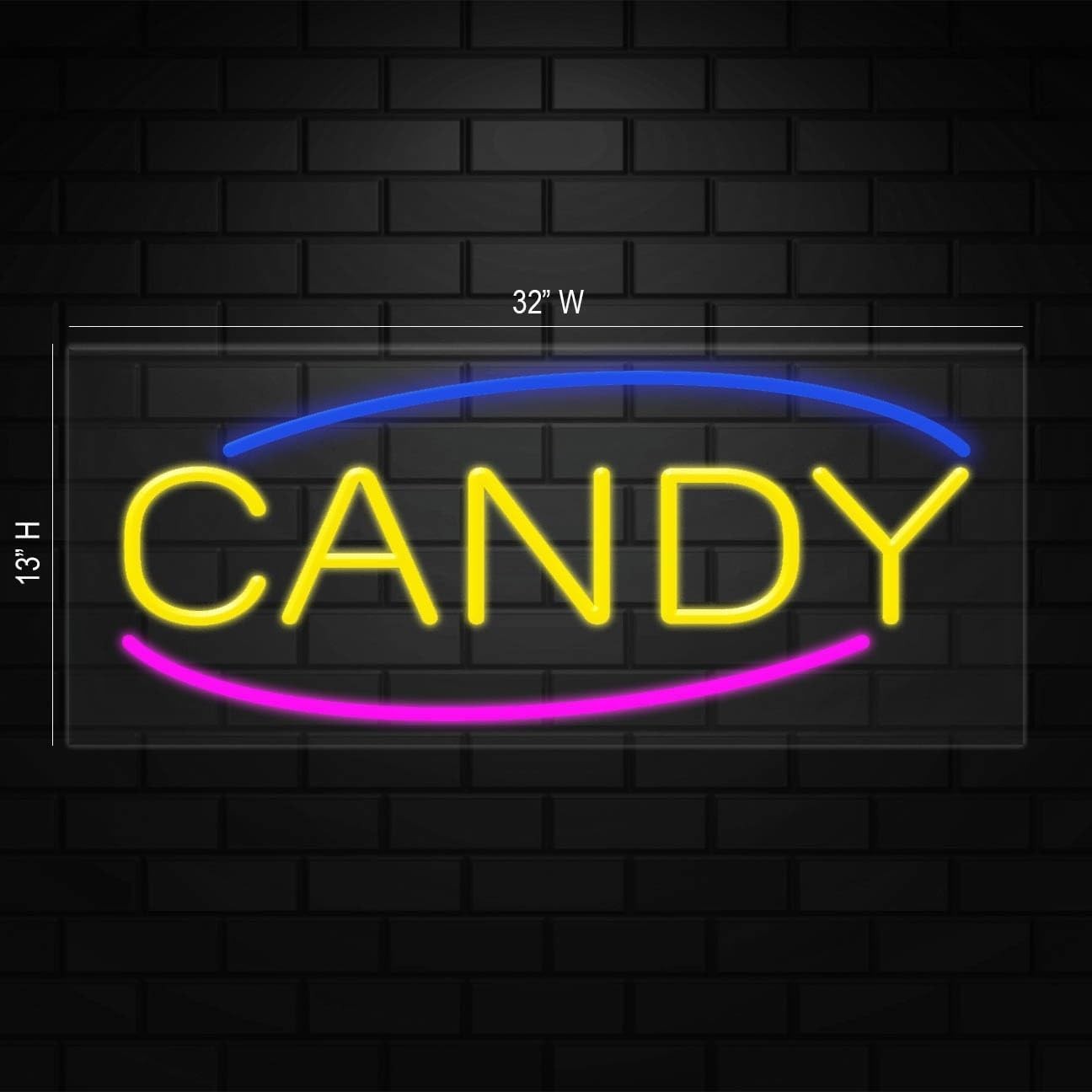 Candy Sign for Business Displays | LED Flex Neon | 32&Prime;W x 13&Prime;H x 1&Prime;D