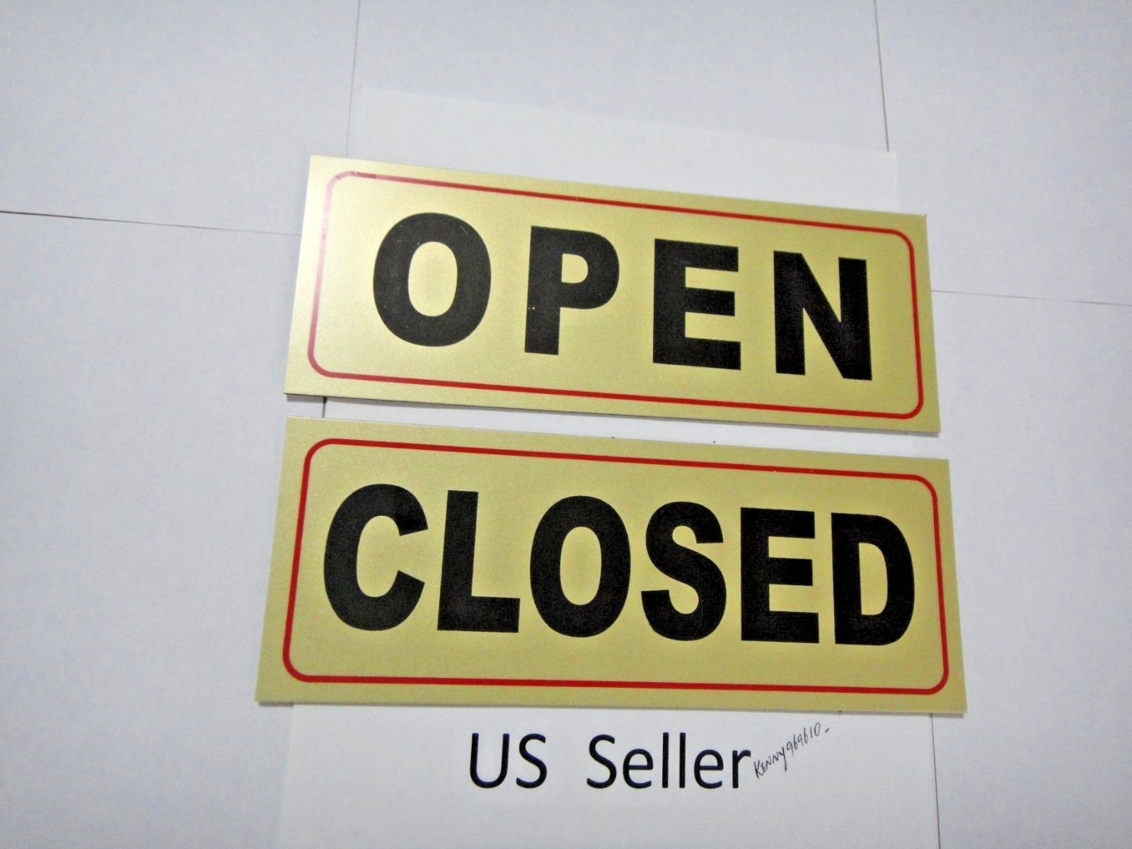 2 Pcs Gold & Black « Closed & Open » Sign 3.75 x 9.5 inch decal/sticker US Seller