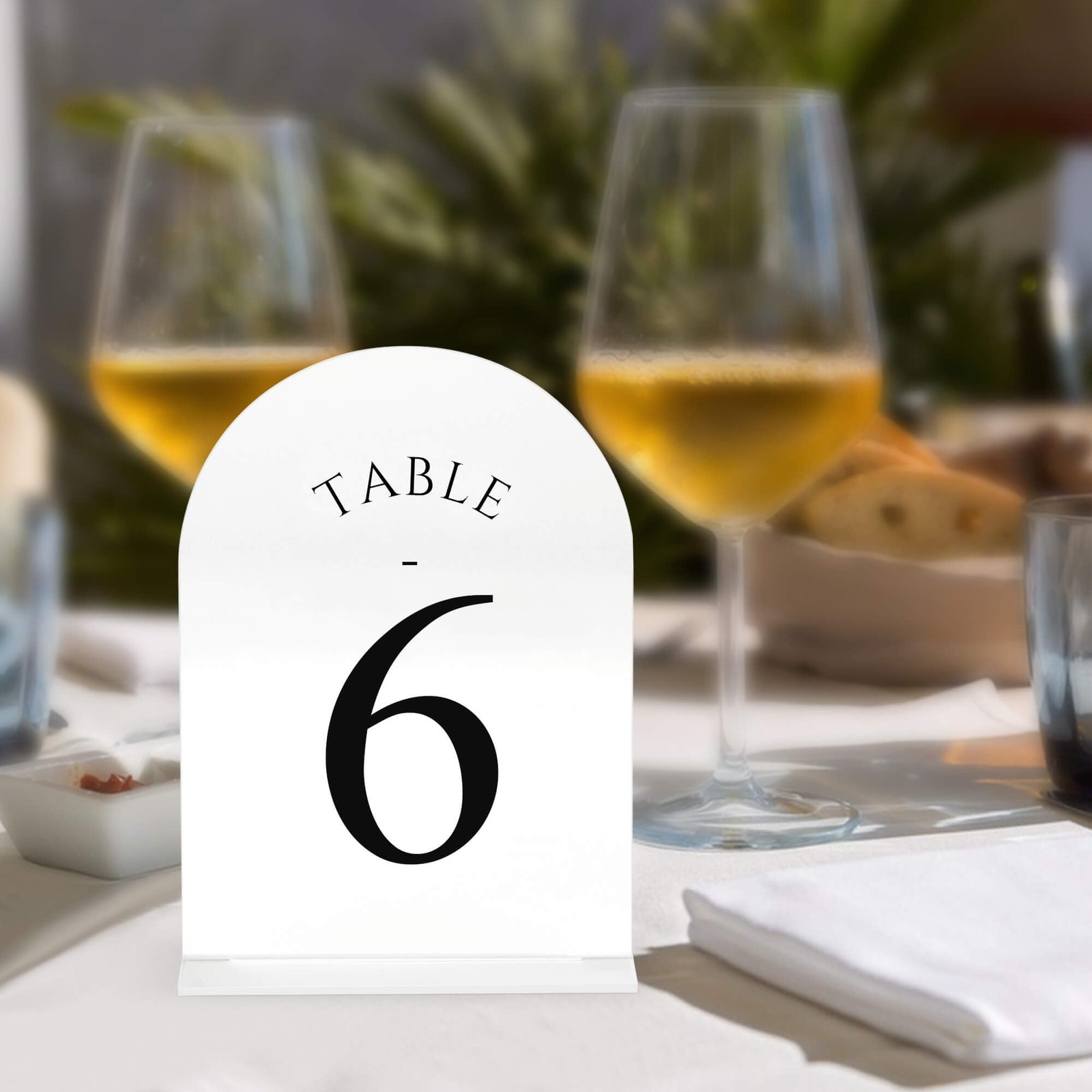 Arch Wedding Table Numbers 110 With Stands 5×7 Inch White Acrylic Black