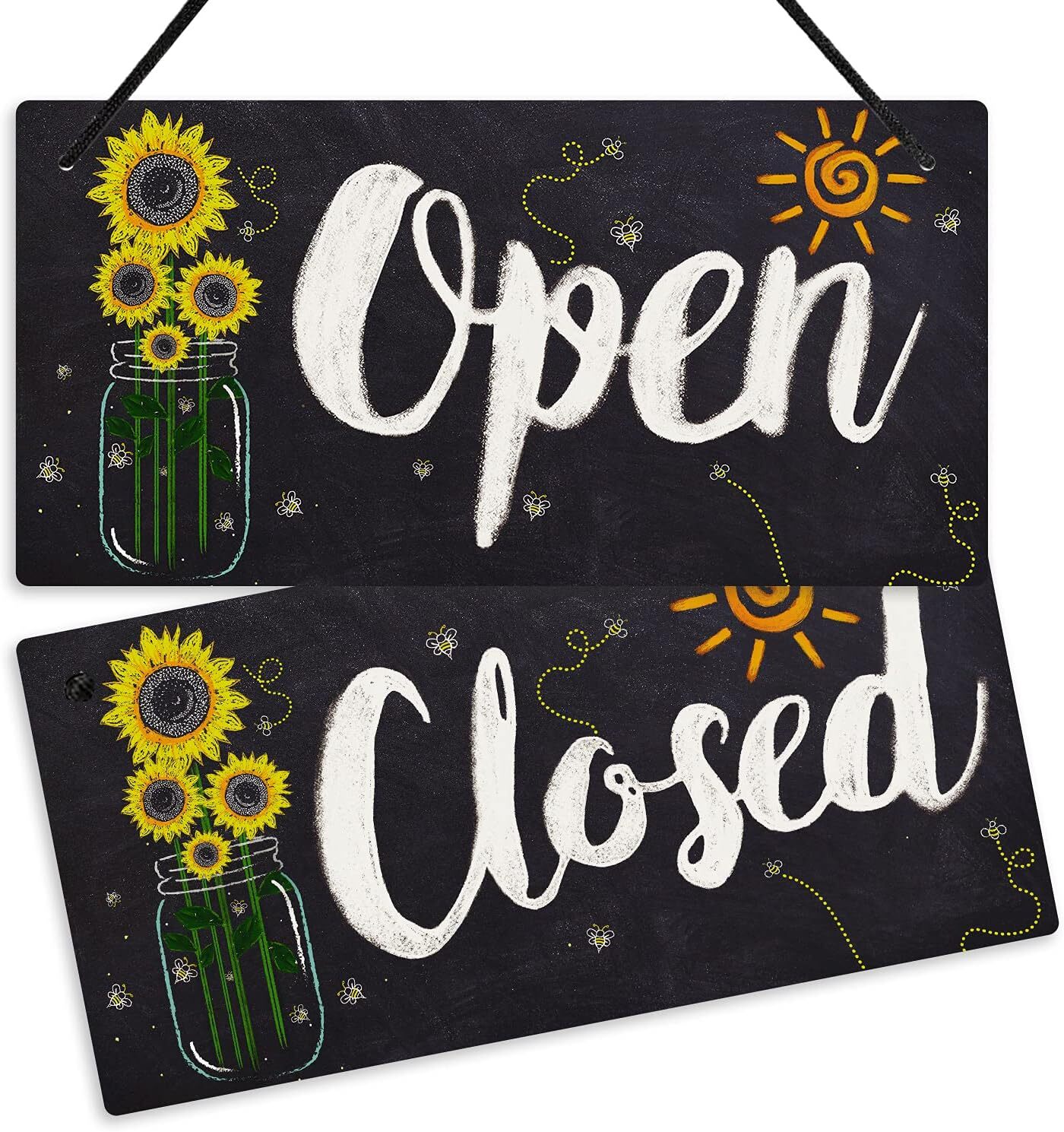 Open Closed Sign, Reversible Double Sided Sign for Business Store, Cafe Bar, Sho