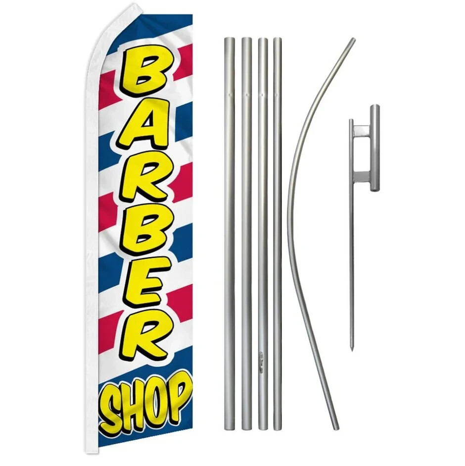 Barber Shop Swooper Advertising Flag & Pole Kit (Letters)