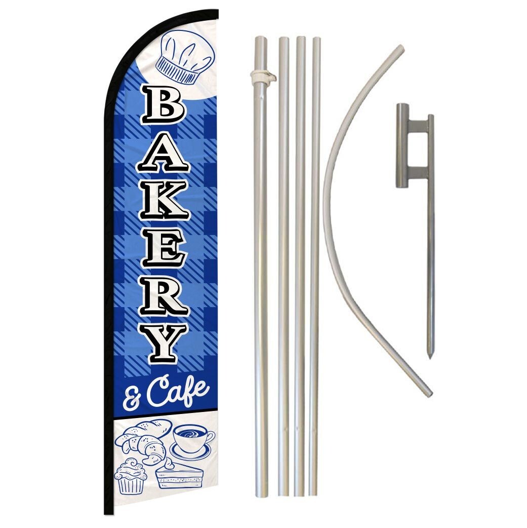 Bakery & Cafe Full Curve Windless Swooper Flag Pole Kit Bakery Shop