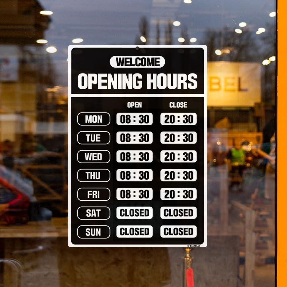 Weatherproof Colorful Business Hours Sign – Customizable & Durable 7.9&Prime; x 11.9&Prime;