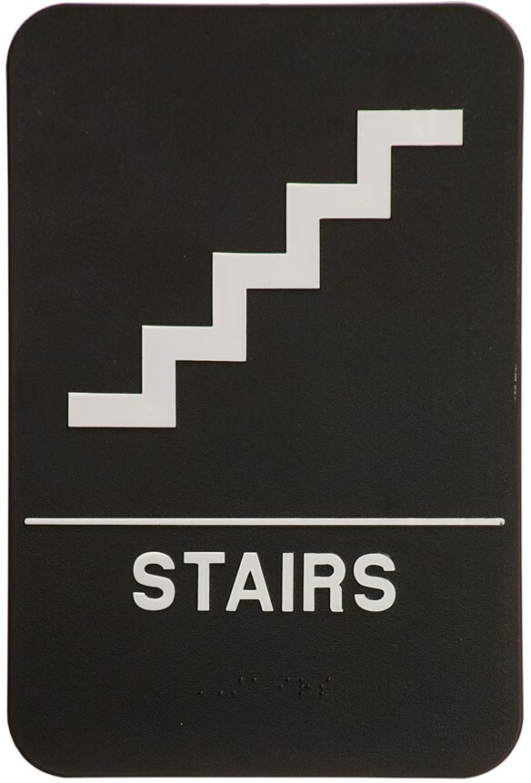 ADA Sign, Stairs, Black, with Braille text 6&Prime;x9&Prime;