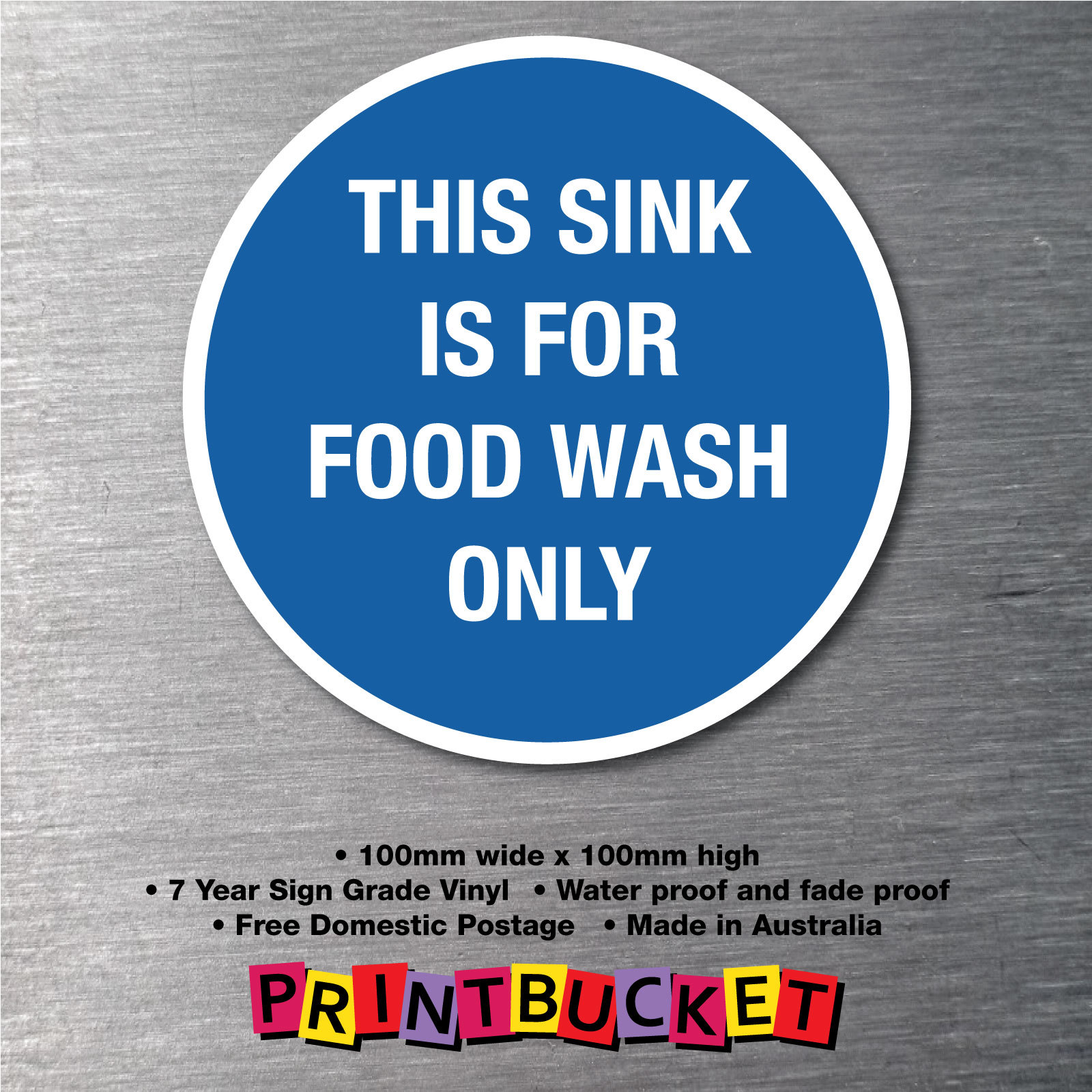 Food wash only sink food safety sticker oh&s compliant water/ fade proof