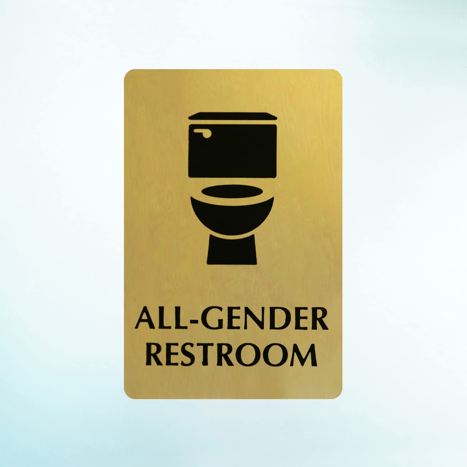 6×9 Inch All Gender Restroom Sign Toilet Pictogram 40 Mil Brass Metal Decor