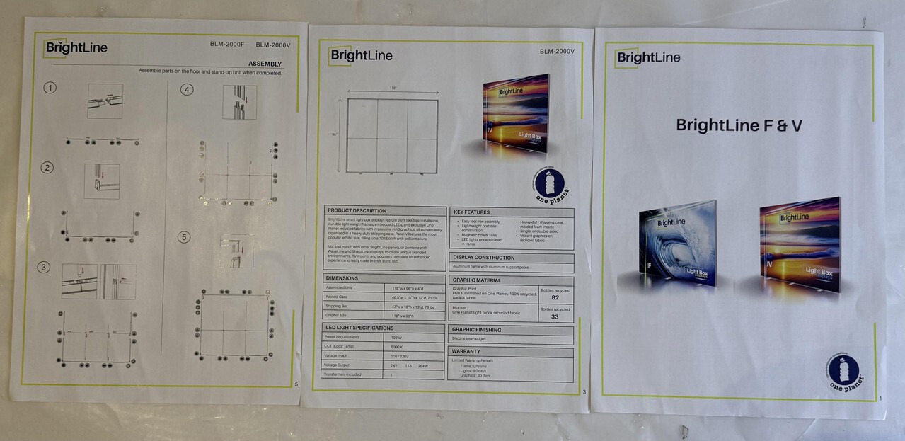 BRIGHTLINE BLM-200F 118&Prime; W X 89&Prime; H CUSTOMIZABLE BACKLIT DISPLAY PANEL