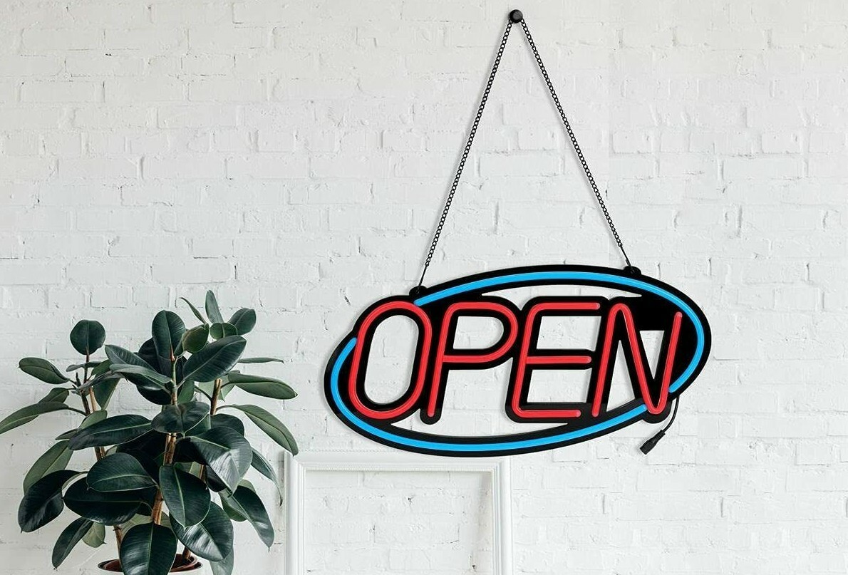 OPEN Sign Oval LED For Business Window 10 Flashing & Scrolling Modes 20&Prime; x 10&Prime;