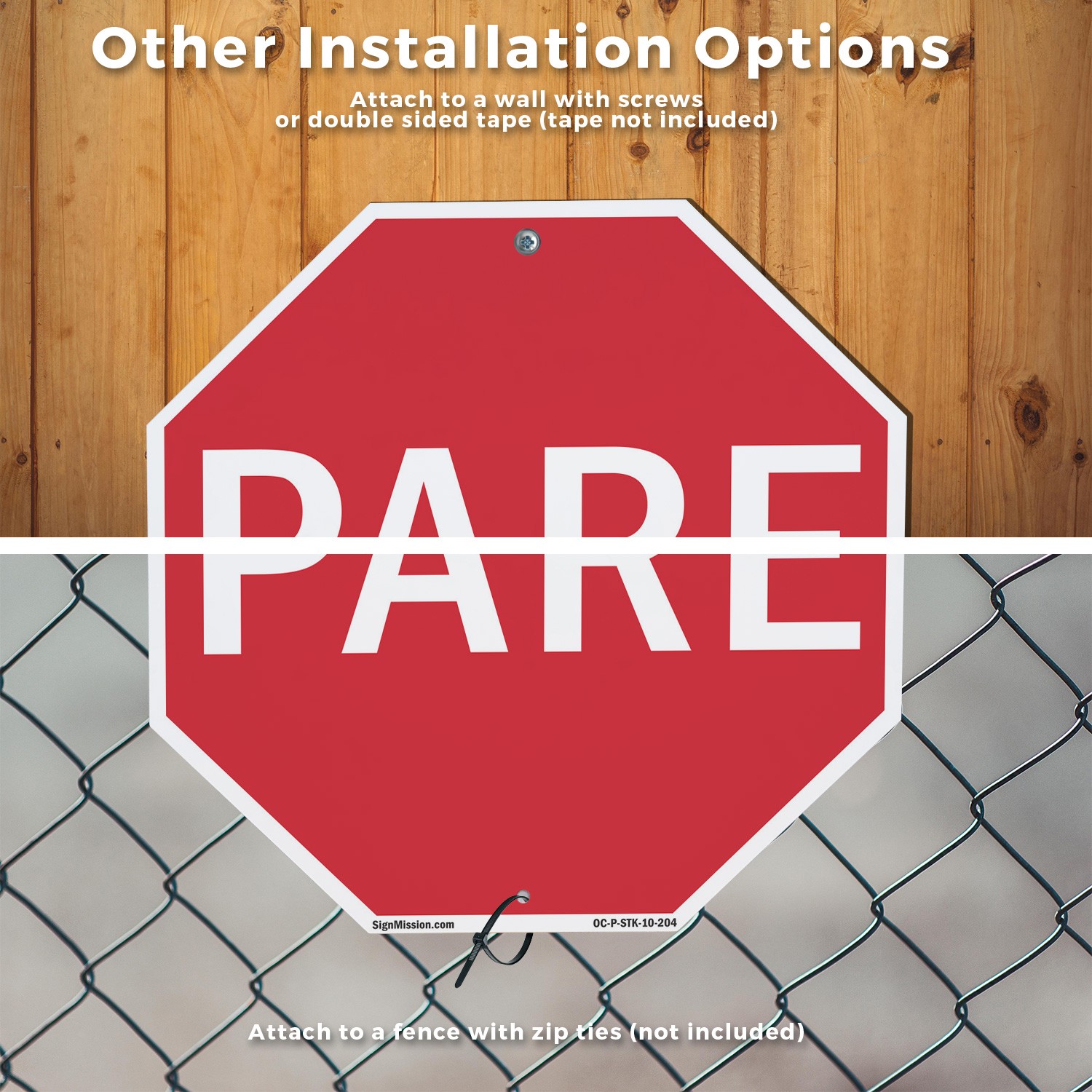 Pare Octagon Sign With Stake Weather Resistant UV Protected for Workplace